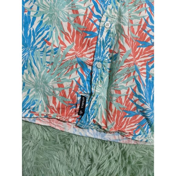 🍑TRIPLIX Tropical Printed Summer shirt men Size Medium 320 - Picture 4 of 11